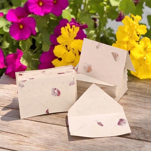 Image of Kathmandu Valley Co. 50 Vintage 4x6 Handmade Lokta Paper Nepali Cherish Greeting Cards & Matching Decorative Flower Petal Envelopes. Folded blank cards. Handmade In Nepal. (Bougainvillea)