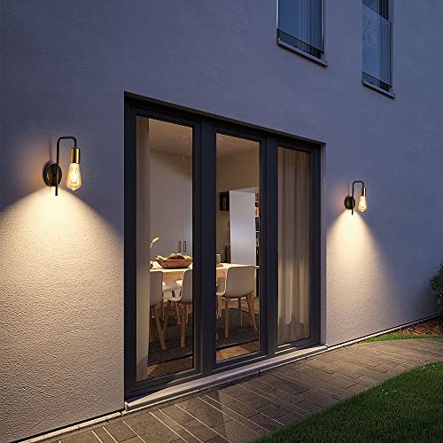 Osairous Applique Murale Vintage 2 Pack, Lampe Murale Intérieur Industrielle, Spot Mural Fer Rétro pour Chambre Couloir Bar, E27, IP20, Noir, Sans Ampoule - Image 3