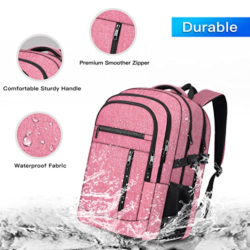 Lapsouno Extra Large Backpack, Carry On Backpack For Women, Laptop Backpack, Tsa Extra Large 17.3 Inch Travel Backpack, Water Resistant Casual Hiking Travel Computer Bag With Usb Port For Women, Pink #TOP4