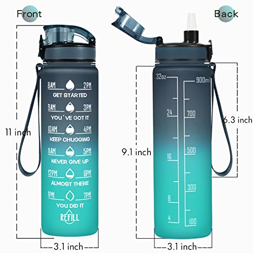 Image of Enerbone 32 oz Water Bottle, Leakproof BPA & Toxic Free, Motivational Water Bottle with Times to Drink and Straw, Fitness Sports Water Bottle with Strap for Office, Gym, Outdoor Sports