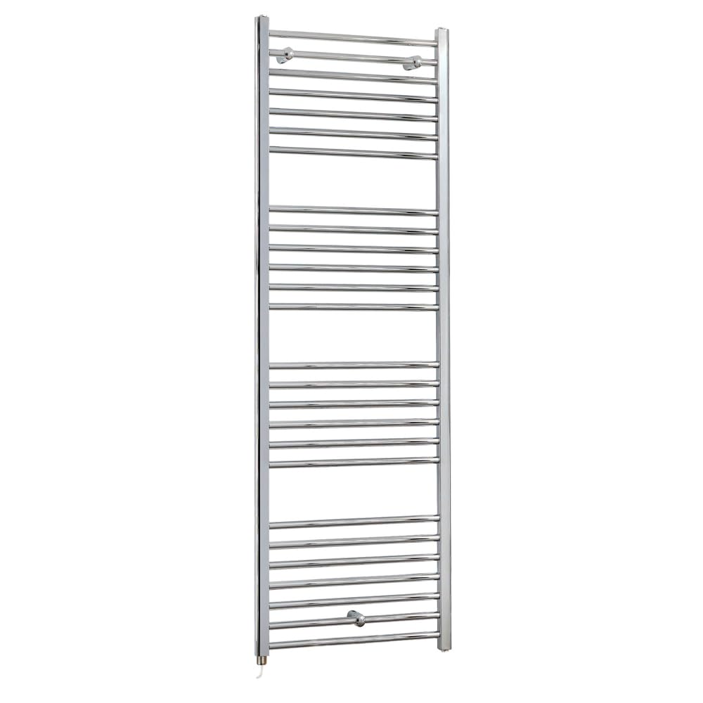 Milano Grey/Chrome X Ecoso Kent Electric - 1800Mm X 600Mm Curved Heated Towel Rail - With Simple Element
