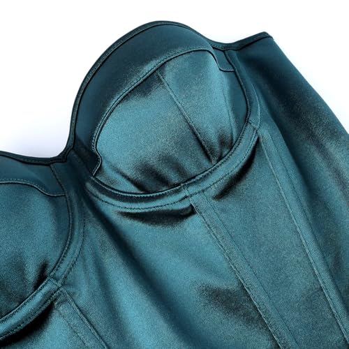 Image of Satin Corset Tops for Women Strapless Bustier Sweetheart Neckline Boned Bodice Bridal Lingerie Party Clubwear