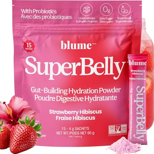 Blume SuperBelly Packets, Sugar-Free, with Apple Cider Vinegar - Strawberry Hibiscus, 15 Sticks - Canadian Brand