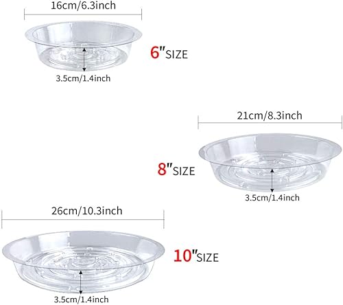Miniatura 2 de Tecmisse Paquete de 25 bandejas de plástico transparente para goteo, plato grande para plantas, platillos de plástico para macetas y macetas de