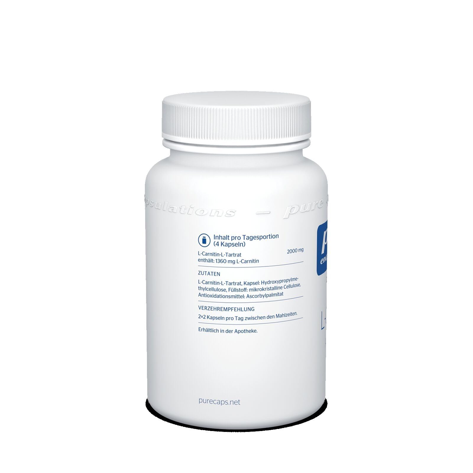 Pure Encapsulations - L-Carnitin - Hochwertig und Vegan - Aminosäure-Derivat - 120 vegane Kapseln