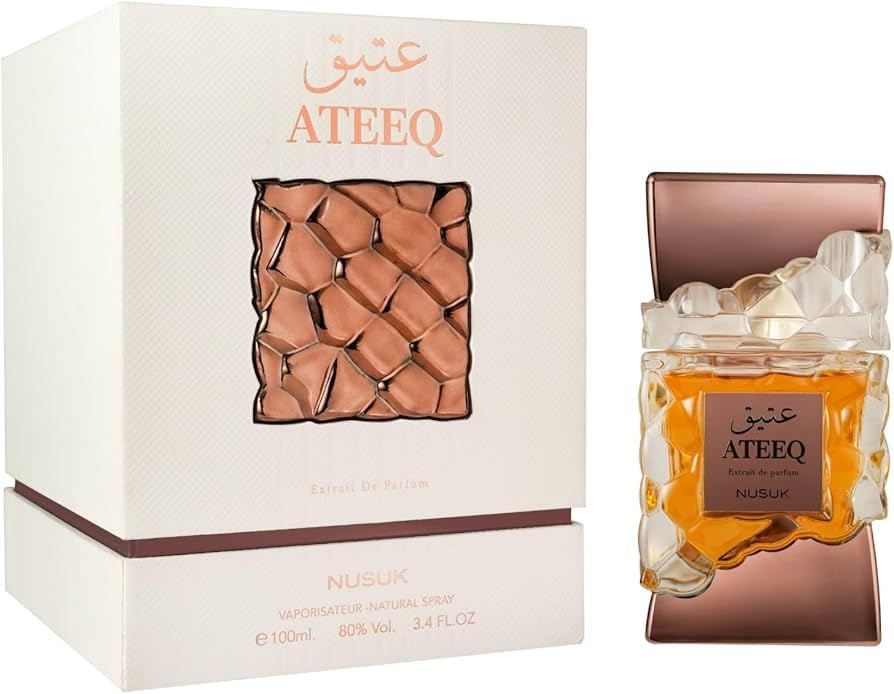 Perfume Ateeq Nusuk - 100 ml | Extracto de perfume de larga duración | Notas cítricas, especiadas y amaderadas | Perfume masculino -100% ORIGINAL.