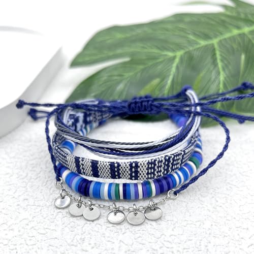 Image of Beach Summer Ankle Bracelet for Women Handmade Braided Adjustable String Anklets Waterproof Surfer Bracelet