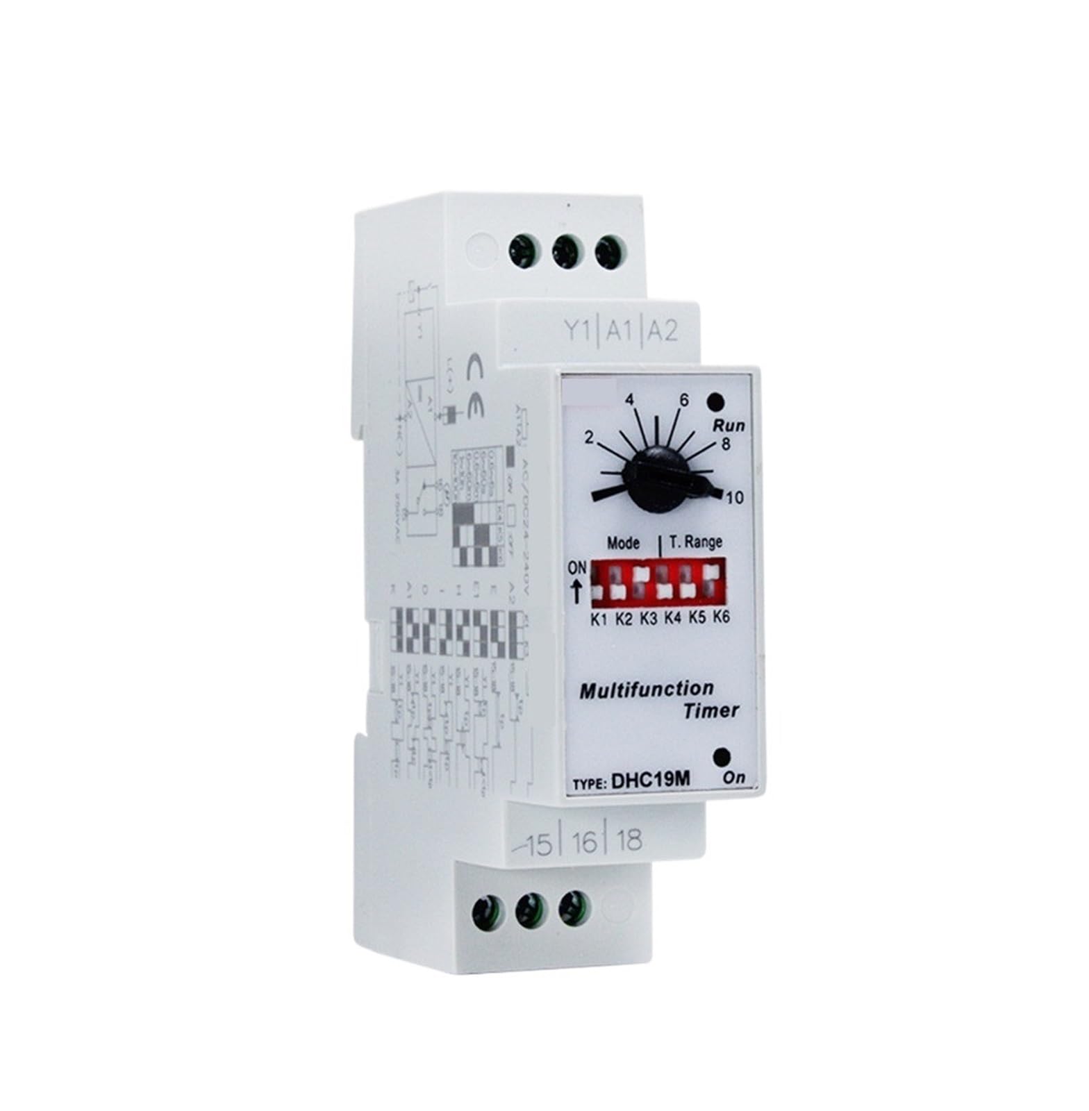Relais temporisé multifonction DHC19-M rail DIN AC/DC 24V-240V pour automatisme