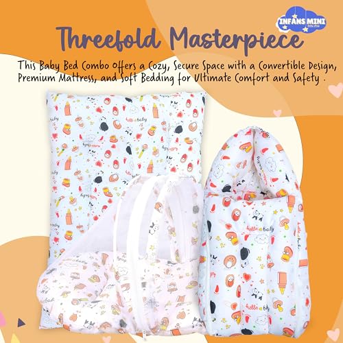 Image of Baby Bedding Set for New Born Baby Sleeping Bag, Mosquito Net Bed, Sleeping Mattress Suitable for 6 Months Babies (Panda Orange)