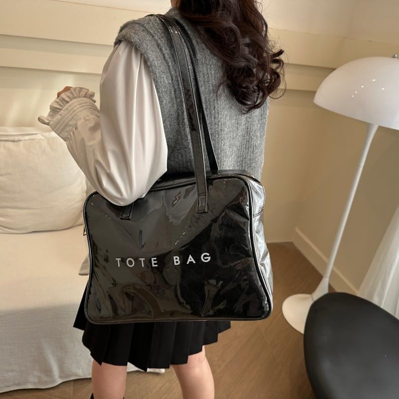 Large Letters Print Handbags Hobo Bags Shoulder Bags Clear Plastic PVC Tote Bag for Women3