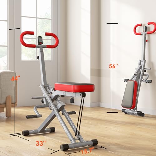 Image of SogesHome Squat Machines Rowing Machine for Home, Foldable & Full Body Exercise Workout Equipment with Adjustable Resistance Bands for Women, Row and Ride Squat Machine for Glutes and Abs, 330 LBS