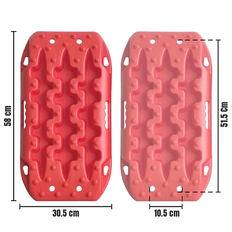 Dragon Winch - Bergungstraktionsbrett HD Set ATV (rot) | Off-Road Sandtraktionsketten | 58 x 30 cm | aus strapazierfähigem Polypropylane | erhöht die Traktion | hilft bei der Fahrzeugbergung
