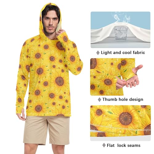 Beautiful Sunflowers Men's Sun Protection Hoodies Long Sleeve Rash Guard Shirts Fishing Shirt UPF 50+ S4