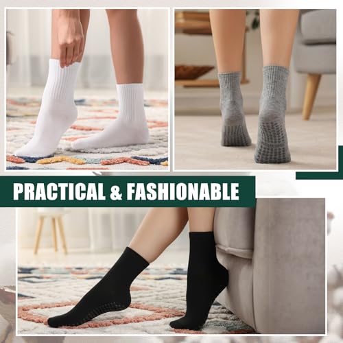 Image of Liitrsh 12 Pairs Pilates Socks with Grips for Women Non Slip Yoga Crew Socks for Dance, Barre, Hospital, Workout