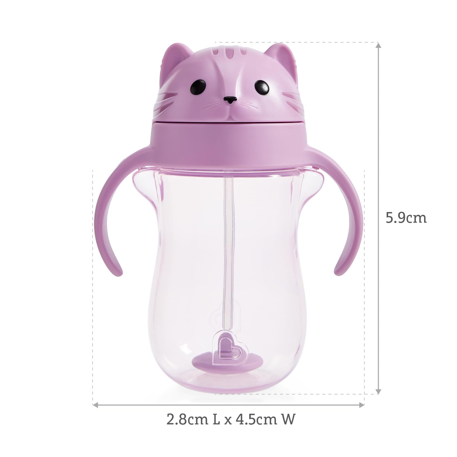 Munchkin Tasse d’apprentissage Any Angle avec paille lestée anti-fuite | Gobelet de transition pour bébés et tout-petits | Technologie Click Lock | Diversification menée par bébé (DME)| 296 ml | Chat