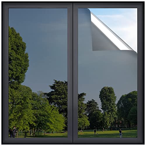 Película para ventana rabbitgoo, 17.5 in x 6.5 pies, negro plateado miniatura 2