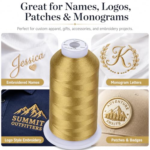 Image of Simthread Embroidery Machine Thread 5000M 40WT Polyester, Brass 328 | 5000M 40WT polyester thread feeds smoothly for home or commercial embroidery projects.
