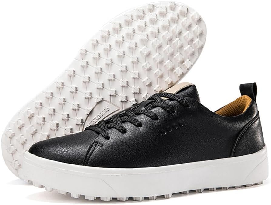 Ladies Leather Golf Shoes, Spikeless Casual Golfers Trainers Outdoor Waterproof Upper Golf Sneakers