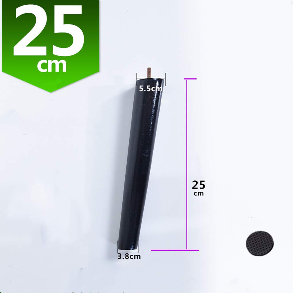 4 gambe in legno massello coniche di ricambio per mobili, gambe per mobili da divano, letto, sedia, divano, gambe in legno, filettatura M10, colore nero (cono obliquo 25 cm)