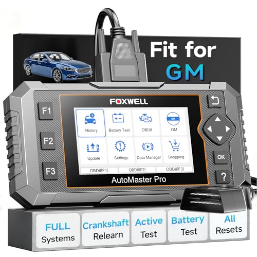 FOXWELL NT510 Pro fit for GM Scan Tool, 2-in-1 OBD2 Scanner & 12V Battery Tester, All Systems Diagnostic & Bi-Directional Control, Crankshaft Sensor Relearn, fit for Chevrolet Buick Cadillac GMC