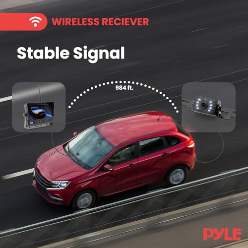 Image of Pyle 7 inch 1080P HD Digital Wireless Monitor and Wireless License Plate Camera - Waterproof, Night Vision, Single Channel Visual Assistance Kit (12 /24V for Bus, Truck, Trailer, Van, RV, Camper)