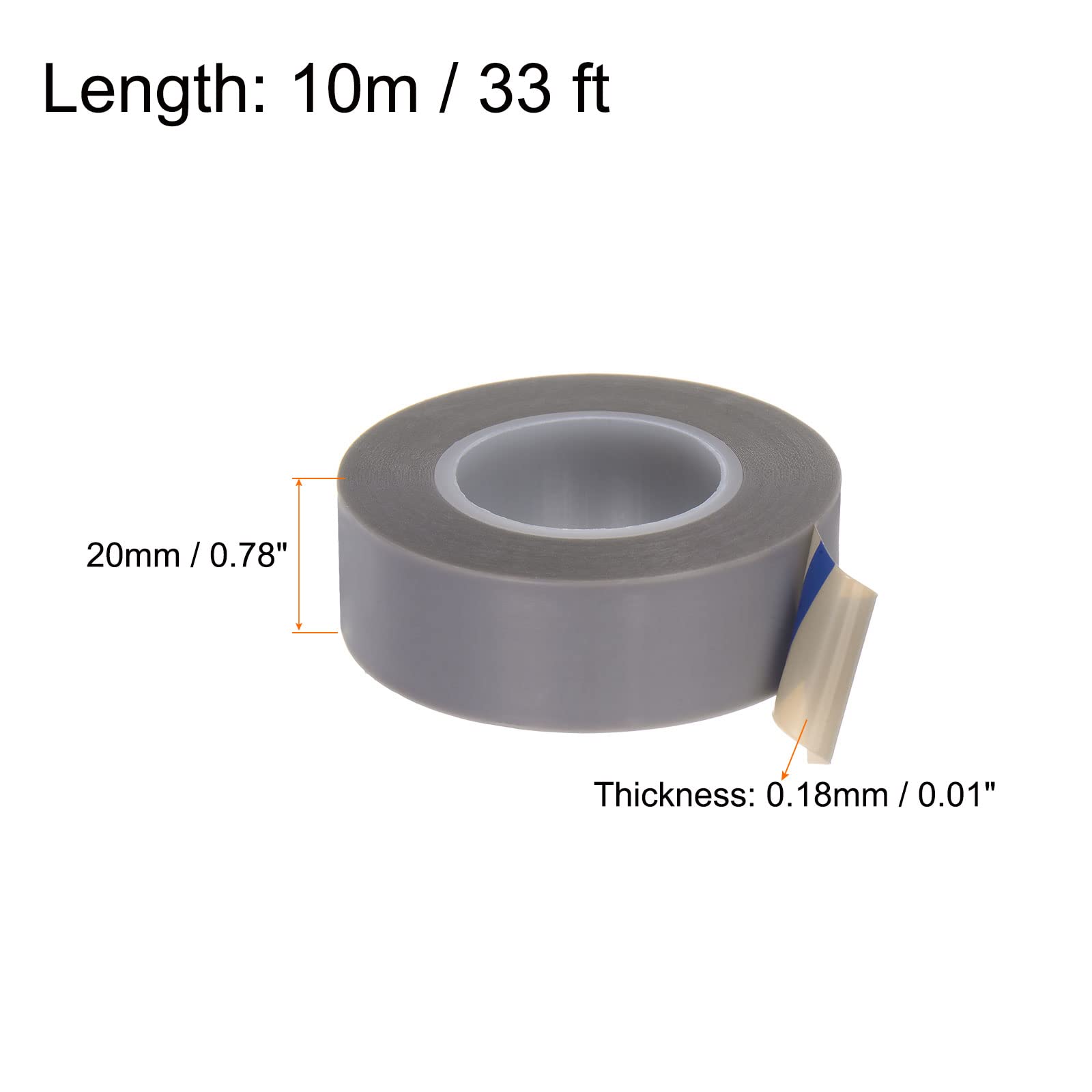 HARFINGTON Rollo de cinta de película PTFE, 0.8 pulgadas x 33 pies, cinta de alta temperatura, 0.18 mm de grosor con adhesivo de un solo lado para máquina selladora al vacío, selladores de impulso
