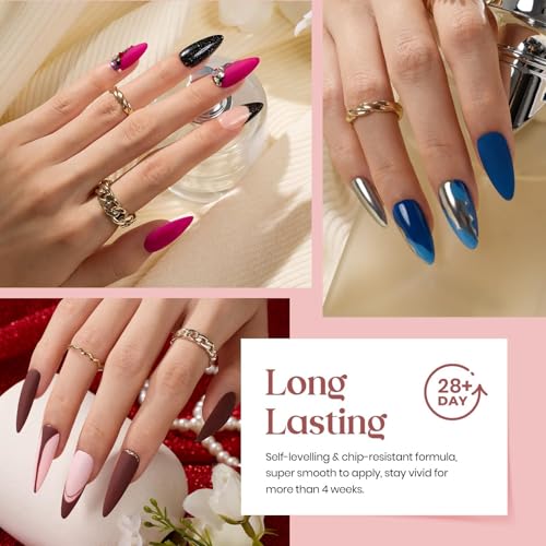 Image of Beetles Gel Nail Polish Set, 23Pcs White Gray Black Glitter Gel Polish
