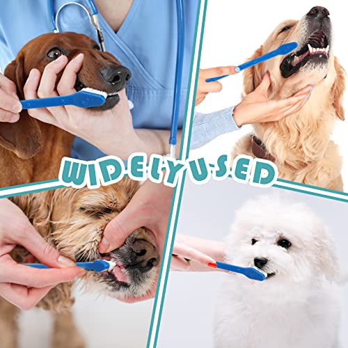 Image of Gerrii 200 Count Dog Toothbrush Double Headed Pet Toothbrush Long Handle Dog Tooth Brushing Kit Soft Bristles Pet Tooth Brush for Doggy Cat and Most Pets Teeth Cleaning Dental Oral(Blue)