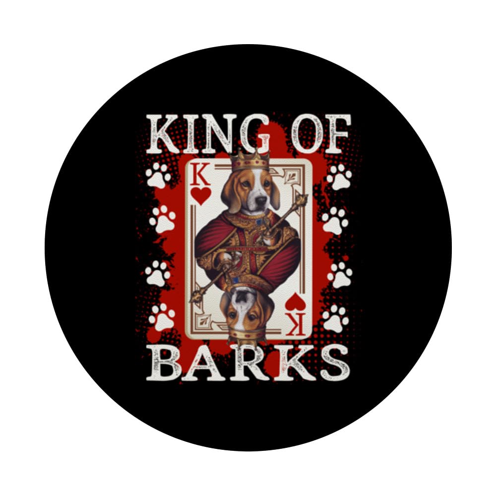 Beagle King of Barks & King of hearts Poker Card Beagle Dog PopSockets Swappable PopGrip, Black - Image 3