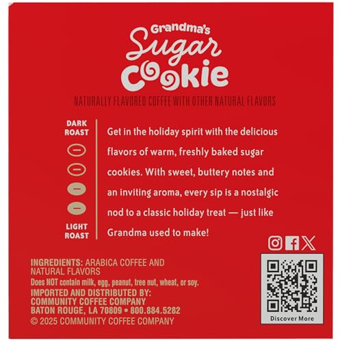 Image of Community Coffee Grandma's Sugar Cookie Keurig K-Cup Pods, Limited Edition Holiday Flavor, Natural Ingredients, 10 Count (Pack of 6)