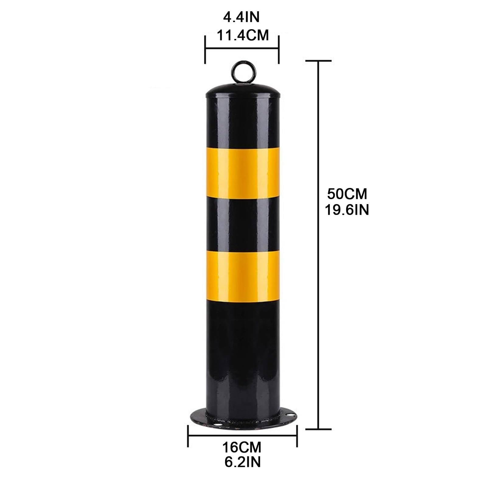 Generico Dissuasori di Sicurezza Stradale in Acciaio da 50 cm - Confezione da 2 Barriere di parcheggio Nere con Nastro Riflettente per Alta visibilità e Protezione - Blocca-Strada Esterni Resistenti
