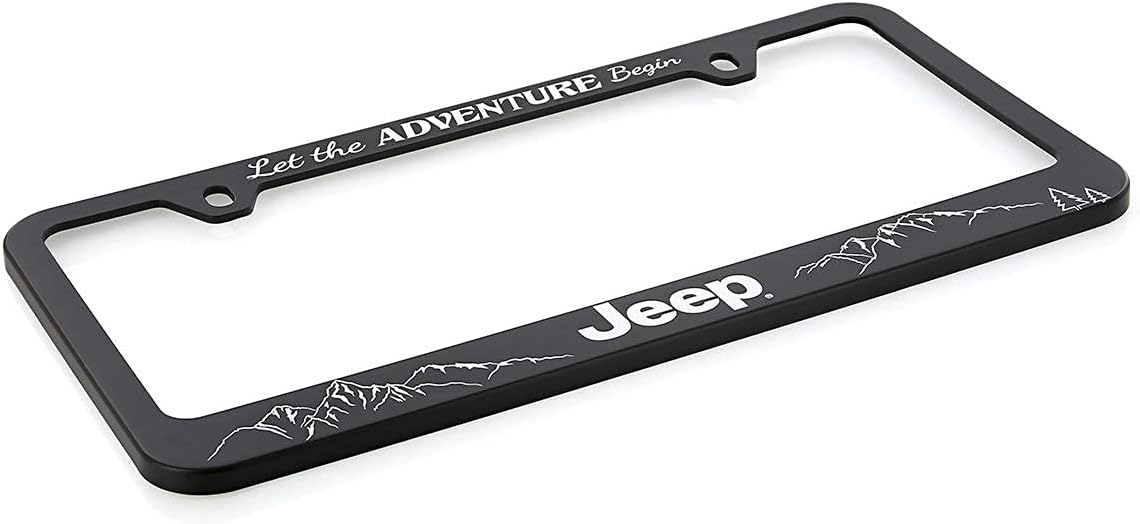 Jeep Black Plastic License Plate Frame Holder - Let The Adventure Begin