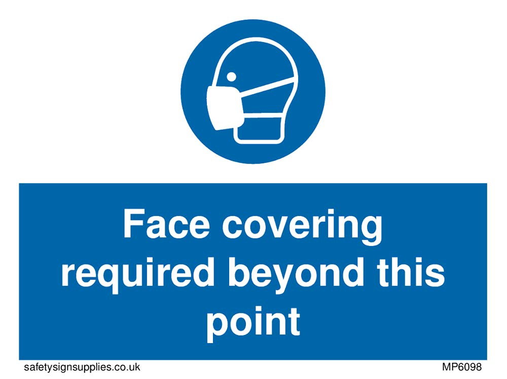 Pack of five - Face covering required beyond this point Sign - 100x75mm - A7L
