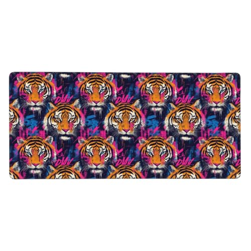 Tapis de souris grand format tigre rose contre les glisses