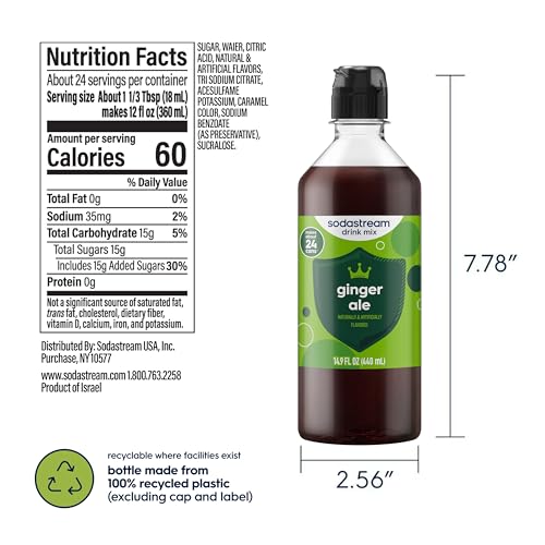 Image of Sodastream Ginger Ale New Pour Bottle, 14.9 Fl Oz (Pack of 4)