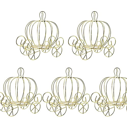 5 Pcs Pumpkin Carriage Candy Box Cinderella Carriage Centerpiece Tabletop Decoration-Halloween Candy Box, Cinderella Carriage Centerpiece for Wedding, Party and Any Special Occasion,Height 4 inches