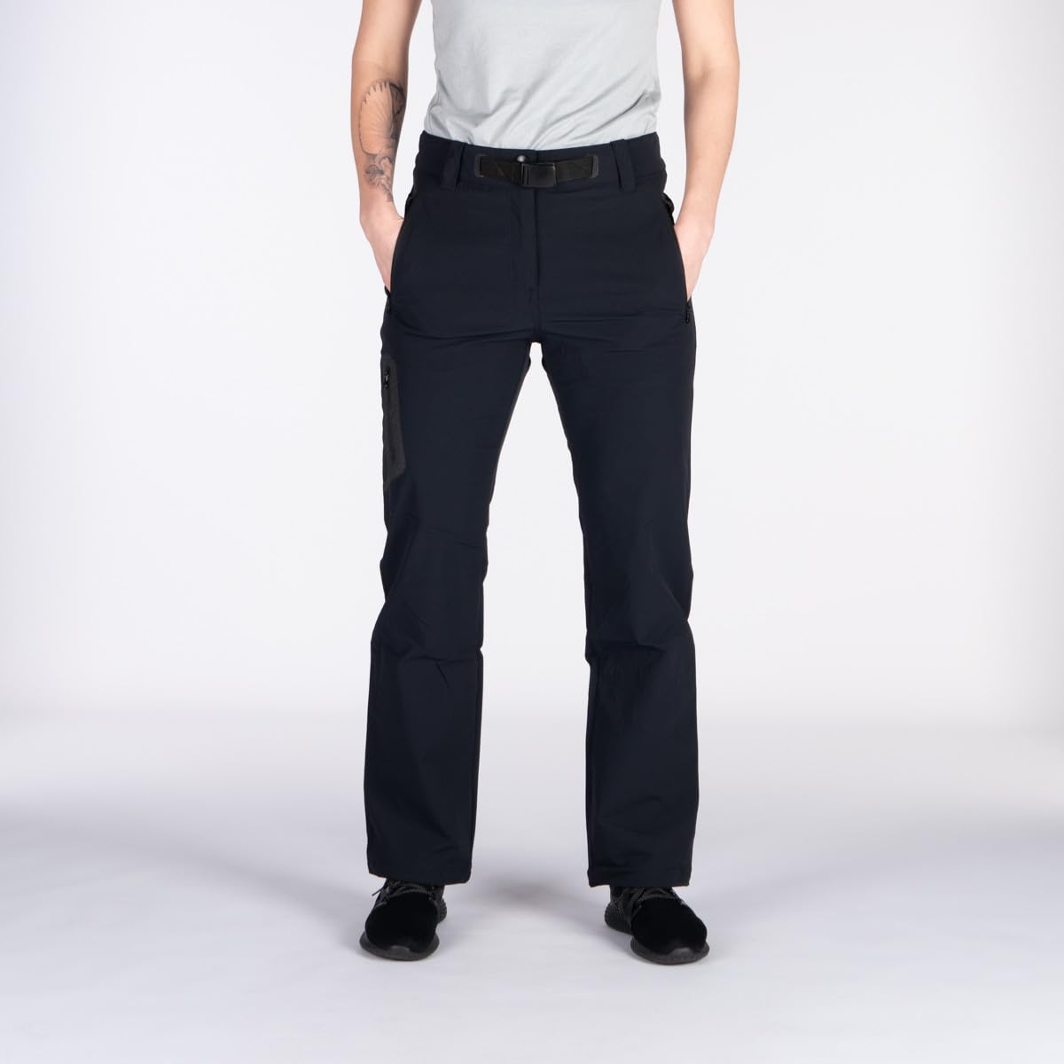 NORTHFINDER Damen Outdoorhose Mattie – leichte, elastische Wanderhose für Frühling & Sommer, atmungsaktiv, wasserabweisend (PFC-frei), mit Reflektoren & Gürtel, verlängerter Schnitt