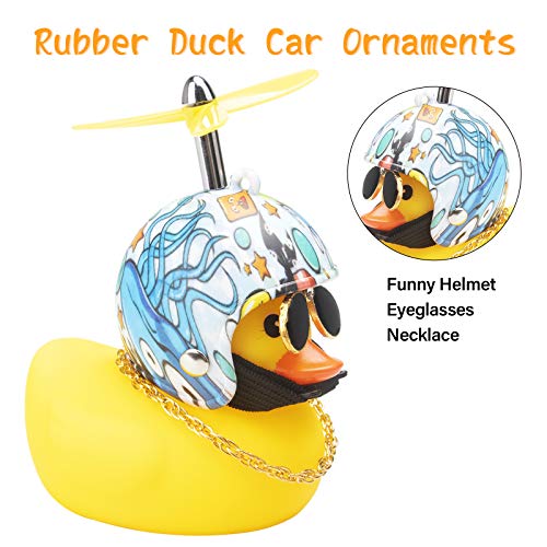 Image of wonuu Rubber Duck Car Decorations Cute Yellow Duck Car Dashboard Ornaments with Propeller (Underwater World)