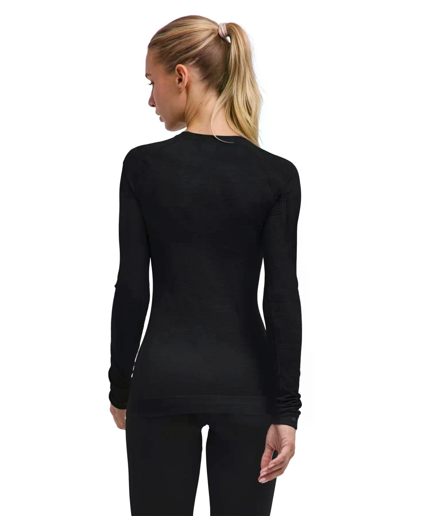 FALKE Kobiety Warstwa podstawowa (góra) Wool-Tech Light Round Neck W L/s Sh wełna materiał funkcjonalny regulujące klimat 1 Sztuka, Czarny Black 3000, L