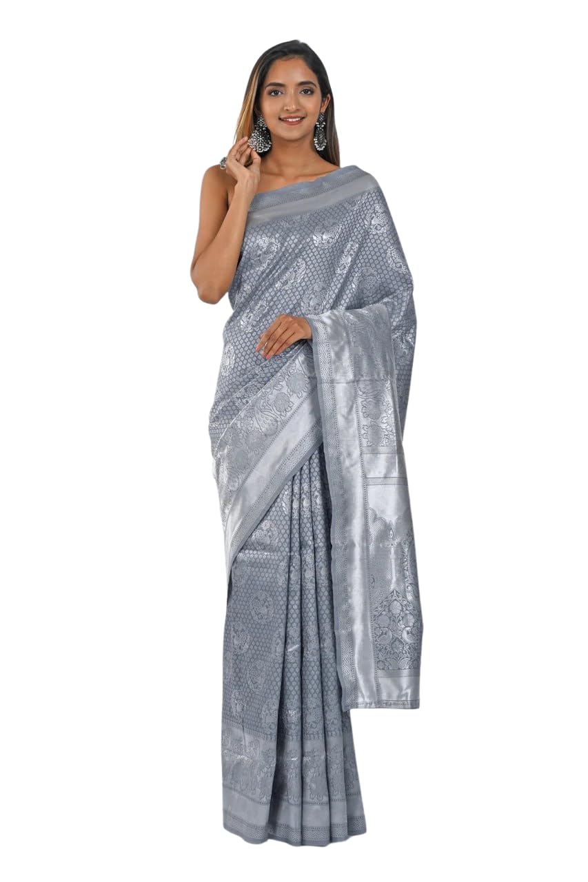 Dhakad The Pride Women's LICHI SILK RICH PALLU & JACQUARD WORK Pallu 5.5 Meter Saree| 0.8 Meter Unstitched Blouse Piece BK-9930-image-11