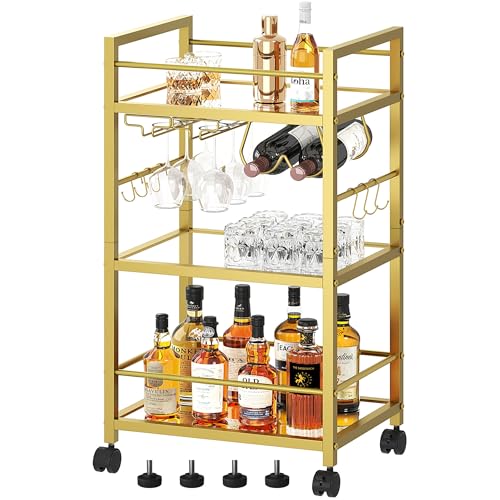 Homedawn Bar Cart, Serving Cart for Home, Microwave Cart, Drink Cart, Mobile Kitchen Shelf with Wine...