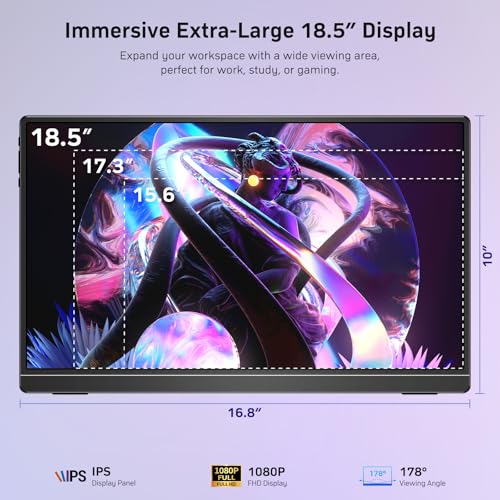 Image of MNN 18.5 inch 100Hz FHD IPS USB-C HDMI Portable Gaming Monitor