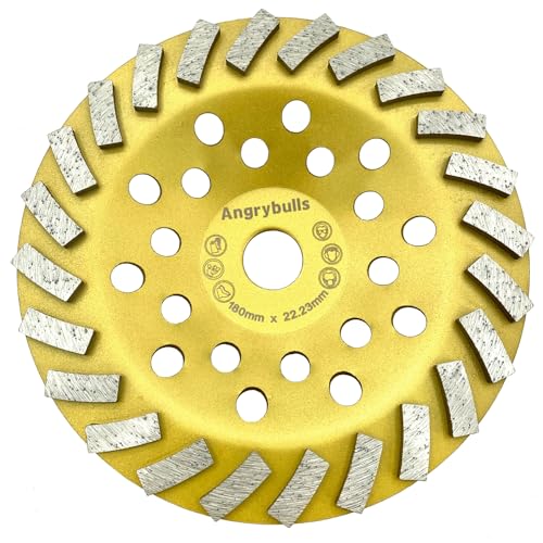 Angrybulls 7 inch Diamond Concrete Grinding Cup Wheel for Polishing Cleaning Stone Surface Cement Marble Rock Granite Masonry thinset Removal Angle Grinder Disc