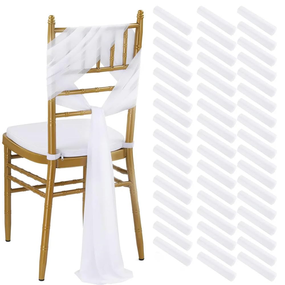 10/50 STÜCK Chiffon-Stuhlschärpen für Hochzeitsstühle, Dekoration für Hochzeitsgänge, Partys und Bankette (17 x 250 cm)