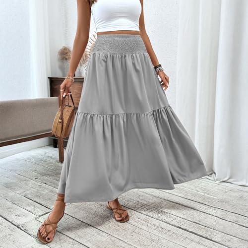 Women's Skirts Bohemian Summer Long Skirts Flowy High Waist A Line Maxi Skirts, S-XL3