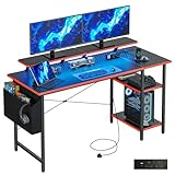 Prises de courant et hub de jeu LED : équipé de 2 prises de courant + 1 USB + 1 type C, ce bureau de jeu garde vos appareils (PC, téléphone, console) complètement chargés. Les lumières LED intégrées offrent 10 couleurs et 22 modes : définissez l'ambiance parfaite pour les jeux, le travail ou le streaming