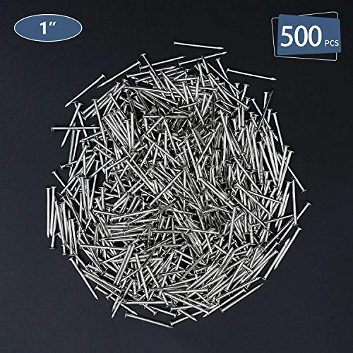 500Pcs Hardware Nails, 1 Inch Nickel Plated Hanging Nails, Wall Nails For Picture Hanging, Wood Nails, Wire Nails, Small Nails (1 In) #TOP1