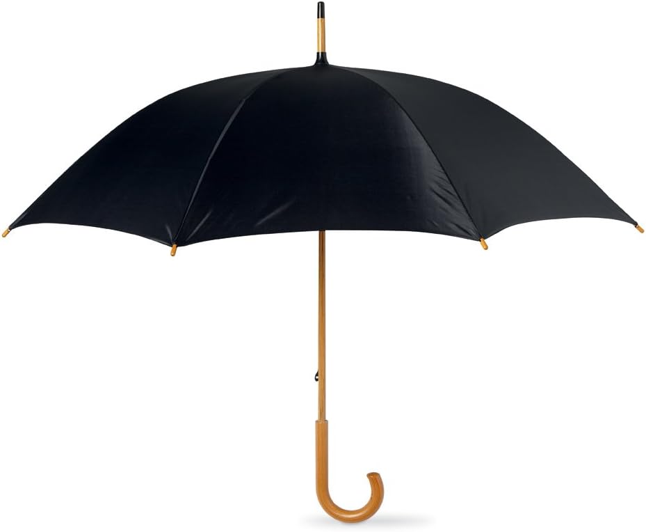 Wooden Crook Handle Large Umbrella Classic Manual Opening Rainproof for Men and Women Umbrella Windproof Strong - Black 41.5 Inch / 105cm Span 90cm Length