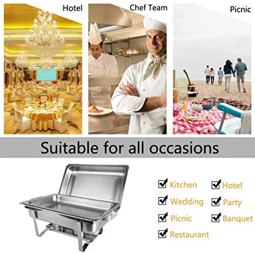 HSBAIS Speisenwärmer Buffetwärmer, 9 Qt Rechteckig Wärmebehälter Edelstahl Chafing Dish Wärmebehälter Roll-Laden für… – Bild 6