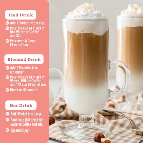 Image of The Frozen Bean Hazelnut Frappe & Latte Instant Mix (20 Sticks), Made with Arabica Coffee, Double Shot Caffeine, Low Sugar & Premium Ingredients, Hot, Iced, or Blended Drinks